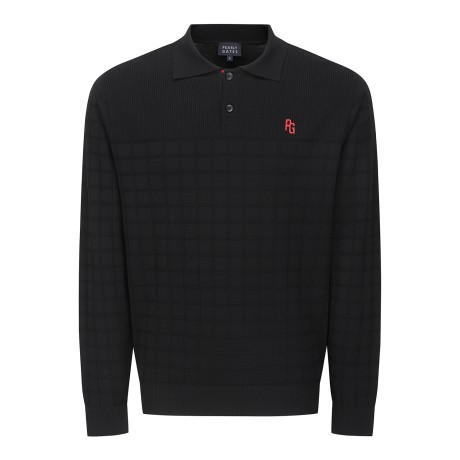 남성 블록 체크 조직감 믹스 긴팔 니트