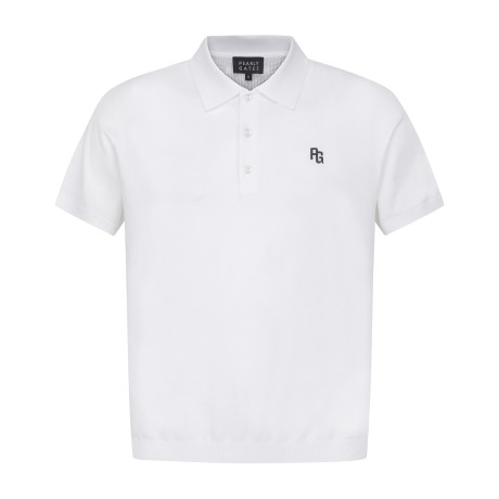 남성 사이드 메쉬 블록 카라 반팔 니트