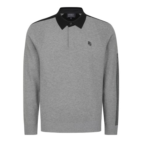 남성 컬러 블록 카라 긴팔 니트