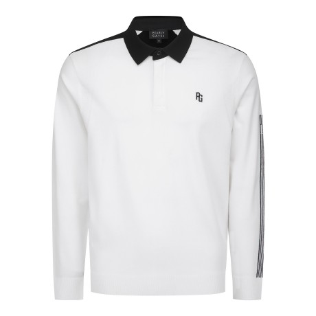 남성 컬러 블록 카라 긴팔 니트