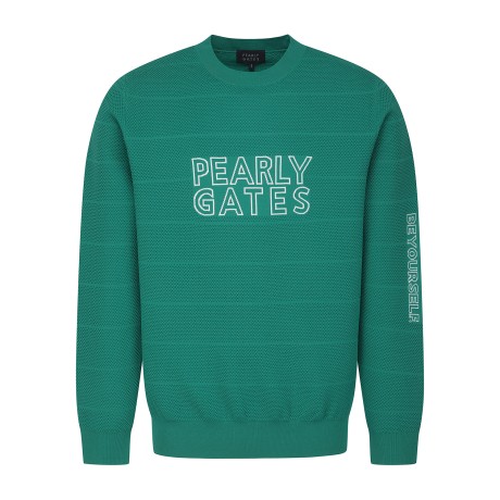 남성 와플 조직 레터링 자카드 긴팔 니트