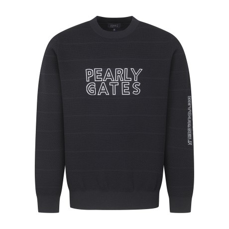 남성 와플 조직 레터링 자카드 긴팔 니트