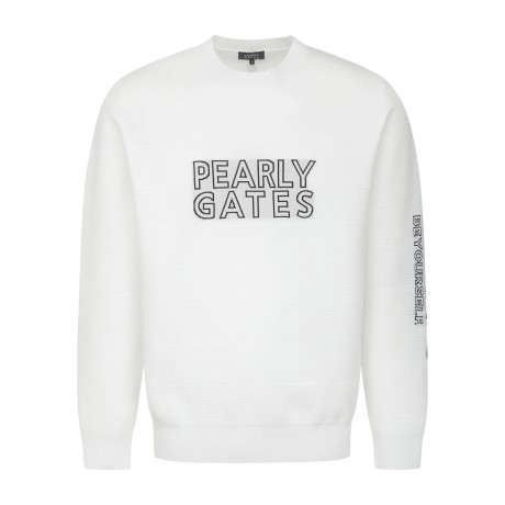 남성 와플 조직 레터링 자카드 긴팔 니트