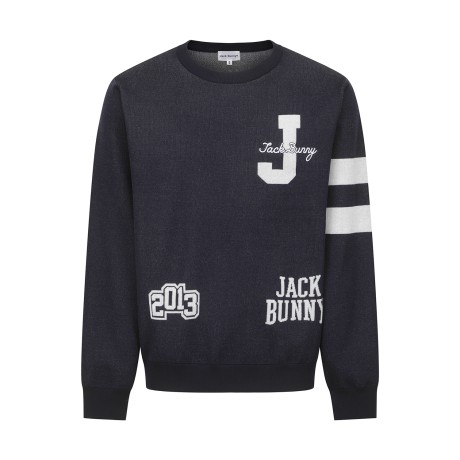 남성 잭바니 로고 자카드 긴팔 니트