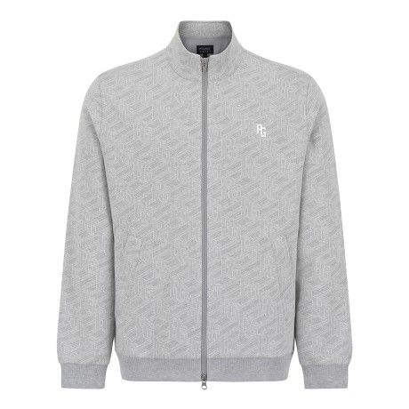 남성 사선 로고 하이넥 집업 티셔츠