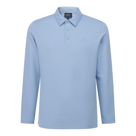 남성 텍스처 믹스 카라 피케 긴팔티셔츠