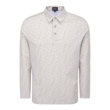 남성 스마일 로고 패턴 카라 긴팔 티셔츠