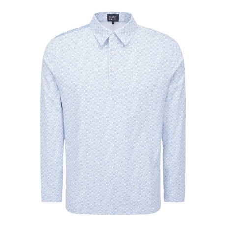 남성 스마일 로고 패턴 카라 긴팔 티셔츠