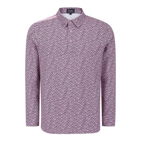 남성 스마일 로고 패턴 카라 긴팔 티셔츠