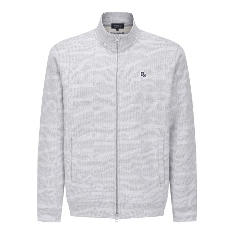 남성 볼드 로고 자카드 하이넥 집업 티셔츠