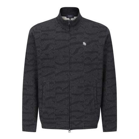 남성 볼드 로고 자카드 하이넥 집업 티셔츠