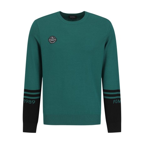 [ONLY BUCKET] 남성 로고 패치 컬러 블록 긴팔 니트