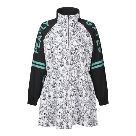 여성 컬러 블록 플로럴 아노락 원피스