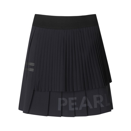 여성 플리츠 레이어 로고 스커트