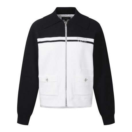 여성 컬러블록 집업 니트 가디건