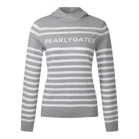 여성 스트라이프 후드 긴팔 니트