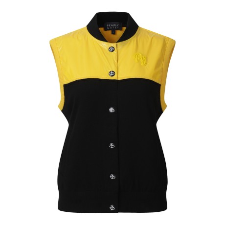 여성 엠보 로고 뱃지 배색 베스트