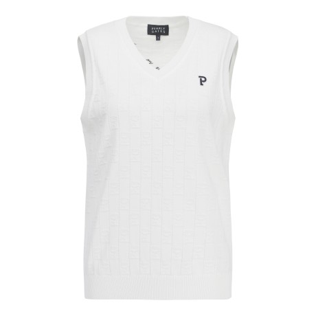 여성 엠보 로고 패턴 니트 베스트