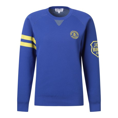 여성 잭바니 배색 라운드 스웨터