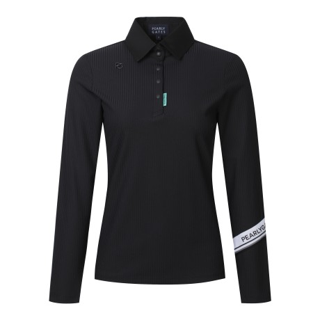 여성 로고 컬러 라인 골지 칼라 티셔츠