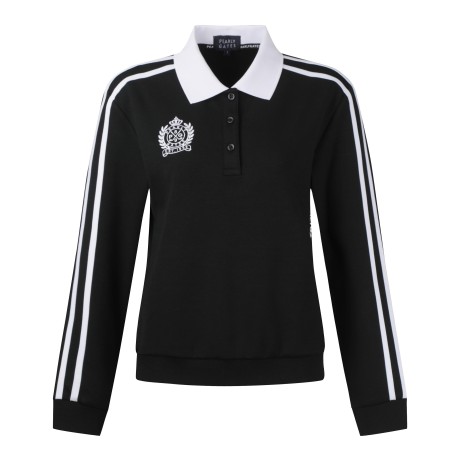 여성 컬러 라인 배색 칼라 긴팔 티셔츠