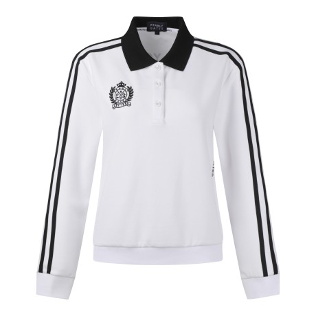 여성 컬러 라인 배색 칼라 긴팔 티셔츠