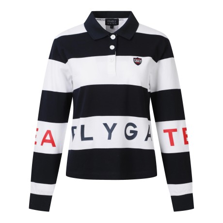 여성 스트라이프 로고 칼라 티셔츠