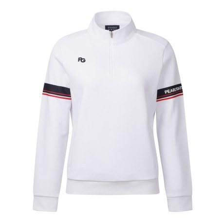 여성 컬러 라인 하프 집업 티셔츠