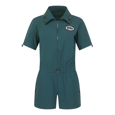 [냉감]여성 로고 패치 하프 집업 점프수트