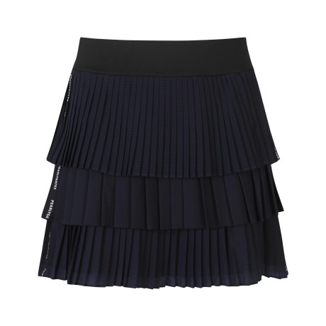 여성 플리츠 티어드 로고 밴딩 큐롯 스커트