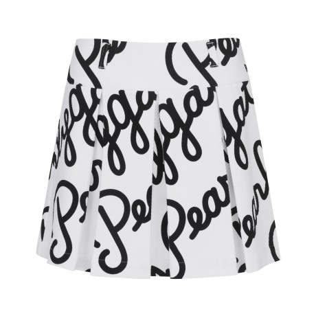 여성 레터링 사선 스트라이프 플리츠 스커트