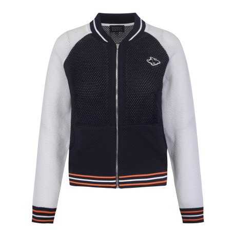 여성 메쉬 컬러블록 바시티 점퍼