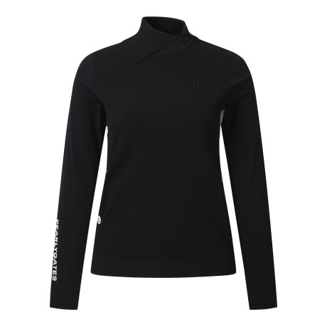 [냉감]여성 배색 슬리브 니팅 칼라넥 터틀넥 티셔츠