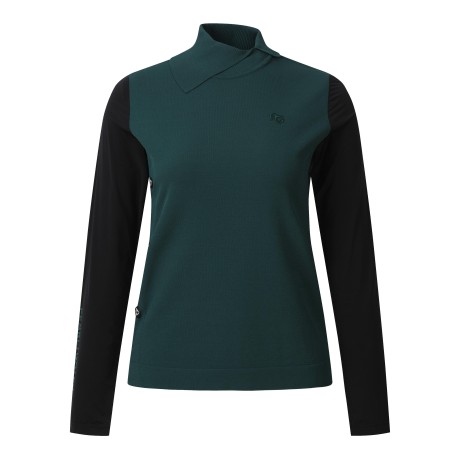 [냉감]여성 배색 슬리브 니팅 칼라넥 터틀넥 티셔츠