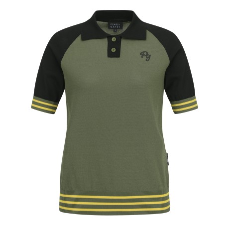 여성 백 로고 컬러 믹스 칼라 반팔 니트