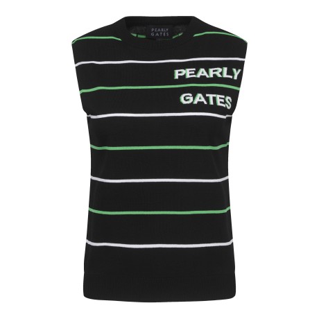 여성 배색 스트라이프 니트 베스트