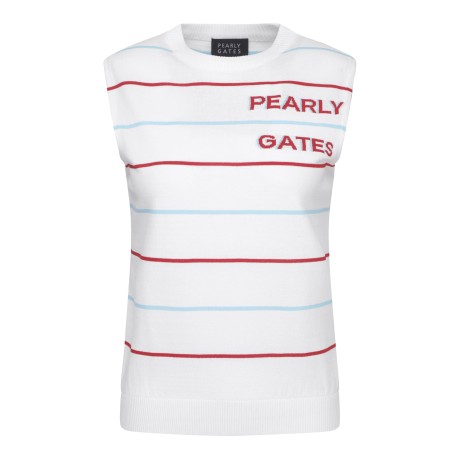 여성 배색 스트라이프 니트 베스트