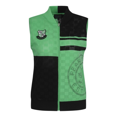 여성 컬러 믹스 집업 니트 베스트