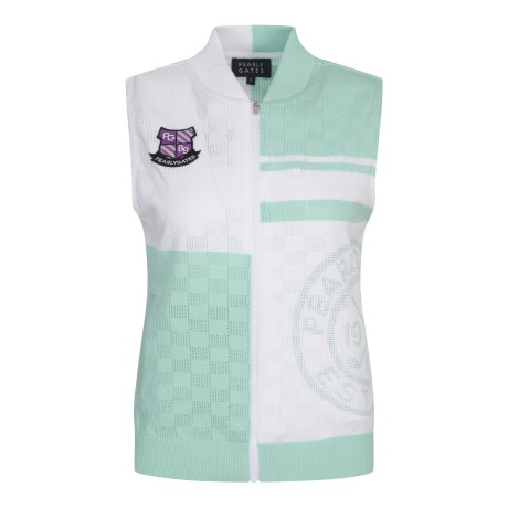 여성 컬러 믹스 집업 니트 베스트