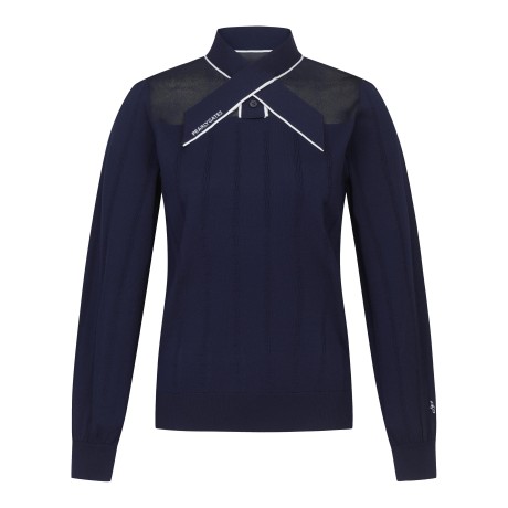 여성 트윌리 칼라넥 긴팔 니트 탑