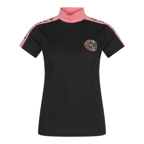 여성 모노그램 컬러블록 모크넥 티셔츠