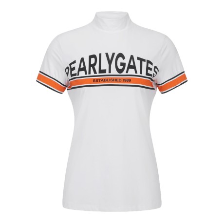 여성 로고 컬러 라인 슬림 반팔 티셔츠