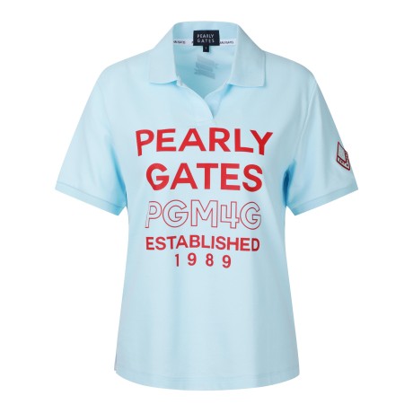 [냉감]여성 로고 오픈 칼라 반팔 티셔츠