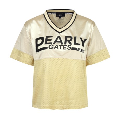 여성 펀칭 믹스 글리터링 반팔 티셔츠