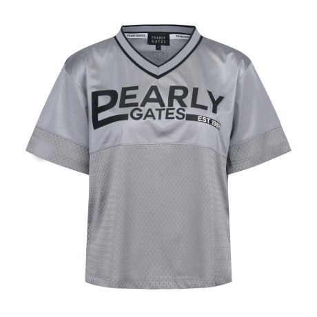 여성 펀칭 믹스 글리터링 반팔 티셔츠