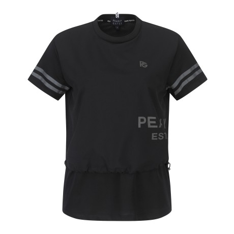 여성 우븐 레이어드 배색 반팔 티셔츠