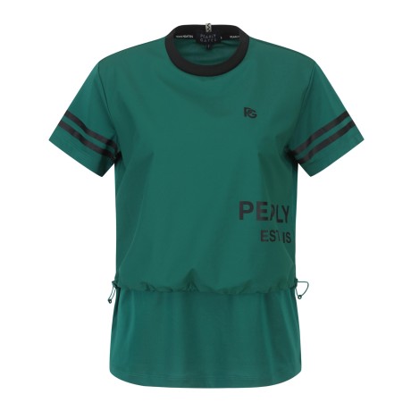 여성 우븐 레이어드 배색 반팔 티셔츠