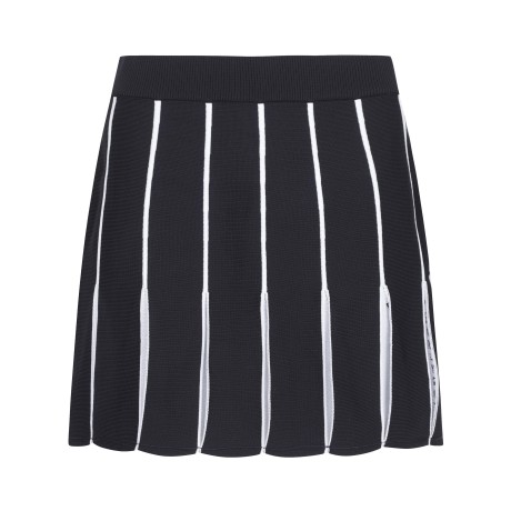 여성 스트라이프 플리츠 블록 니트 스커트