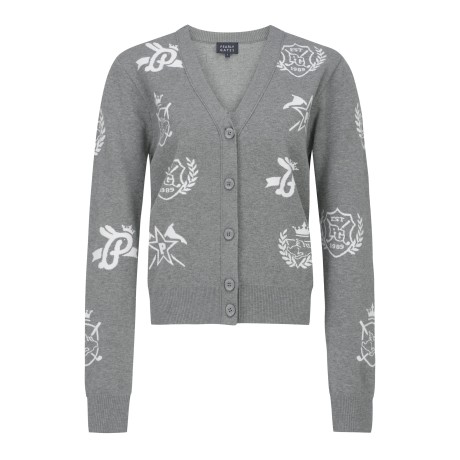 여성 심볼 자카드 니트 가디건