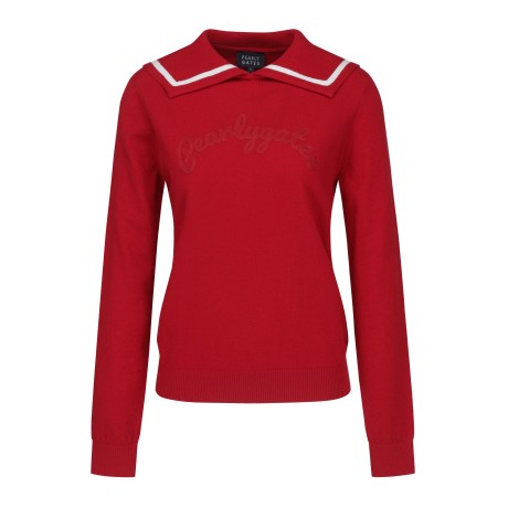 [가격인하] 여성 로고 자수 세일러 카라 니트